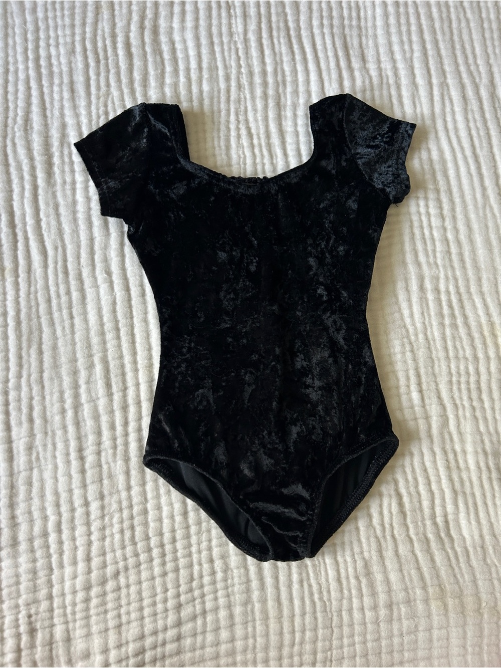 Vintage Capezio Black Velvet Short-Sleeve Kids Leotard